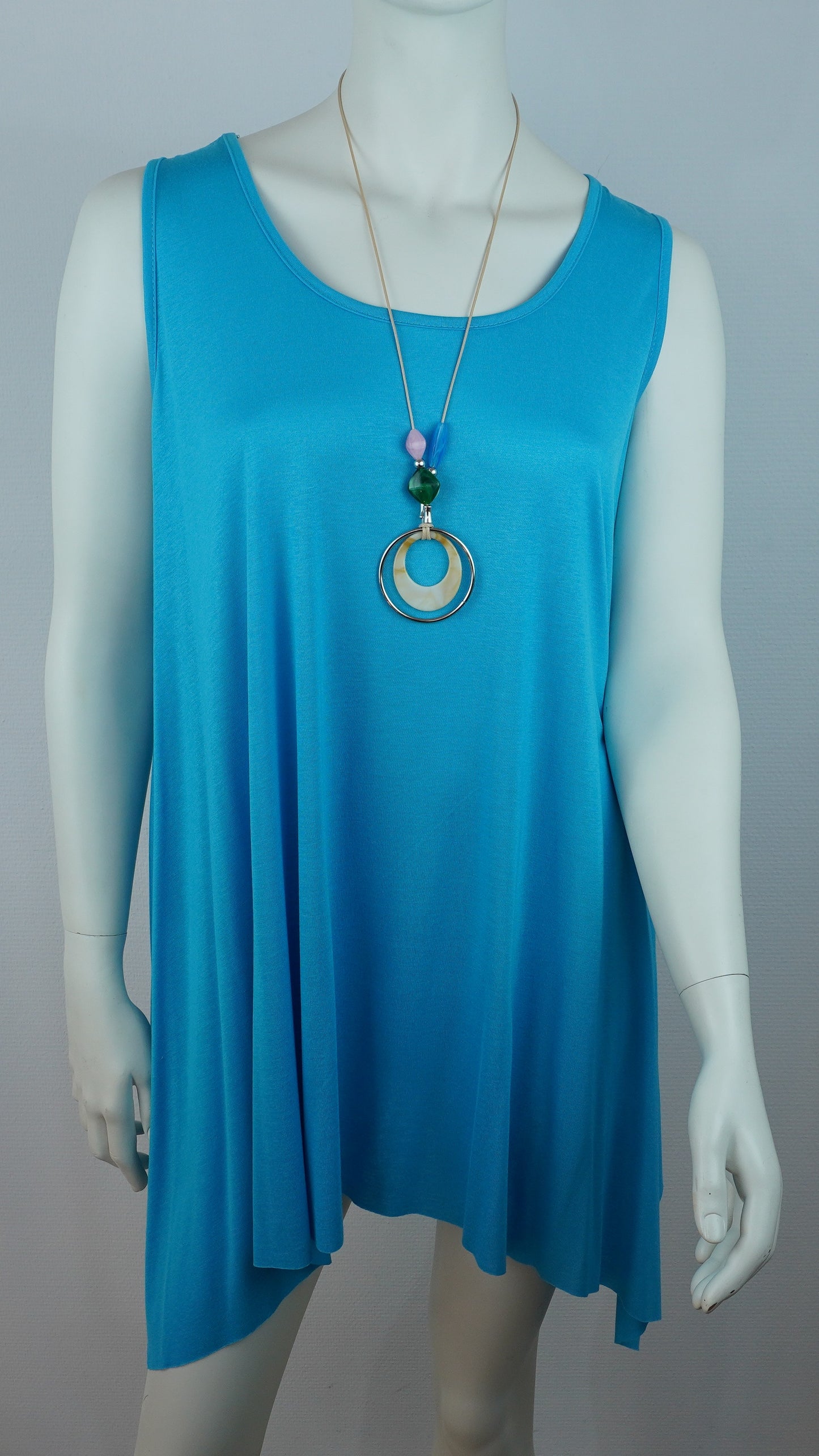 Asymmetrische Tunika / 95% Viskose 5% Elastan – Türkis