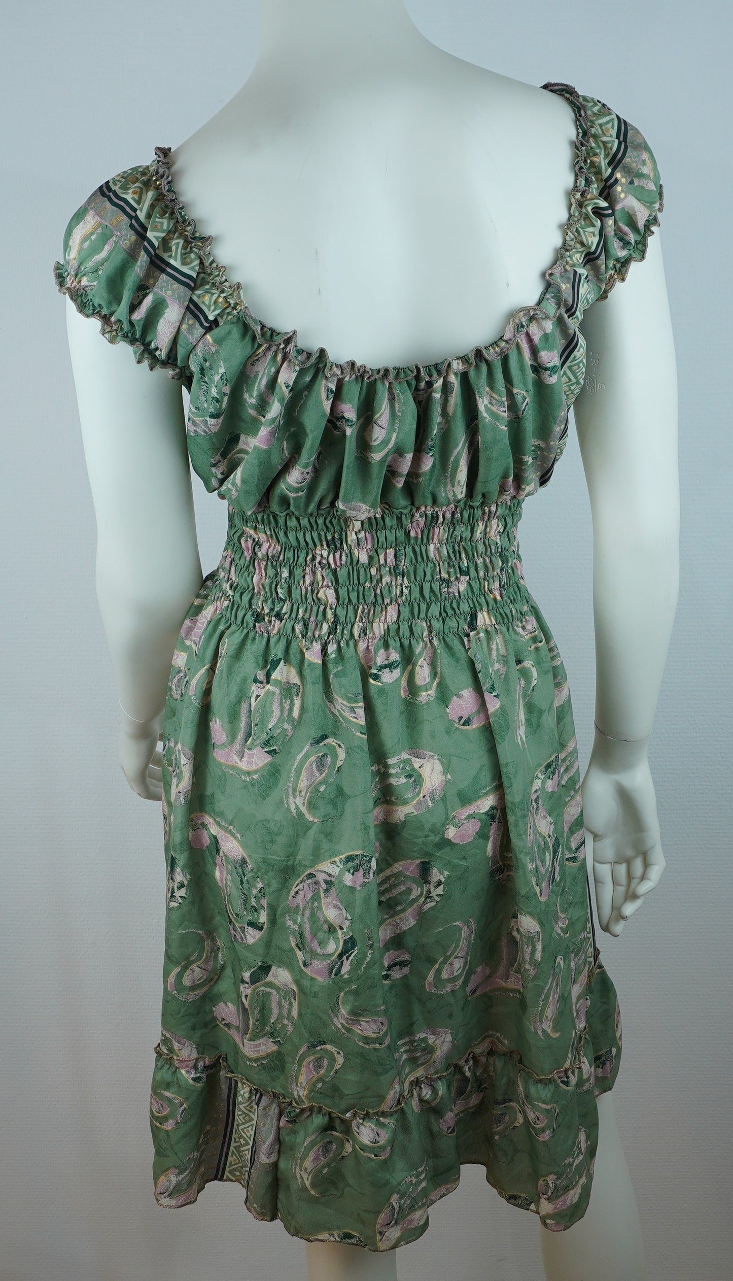 Boho Sommerkleid Paisley Mintgrün/Rosa – Made in India