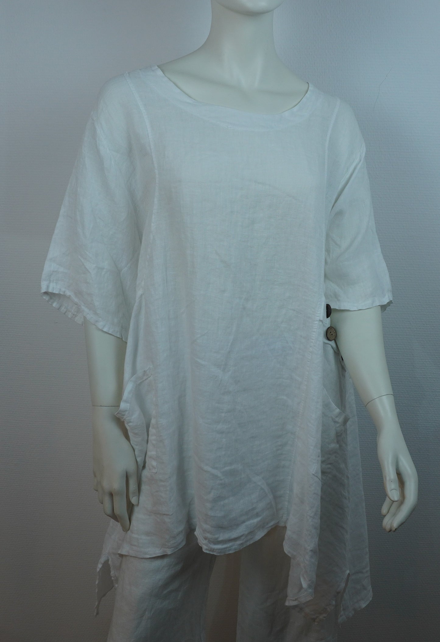 Leinen Tunika „Sabbia Italia“ - Weiß (One Size, 100% Leinen)