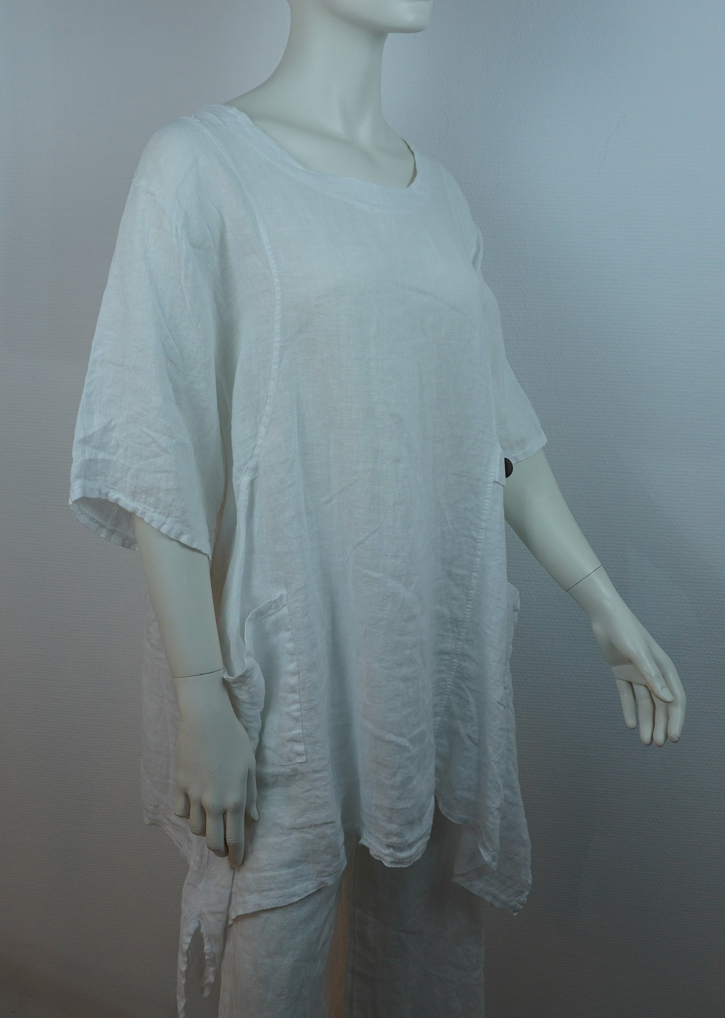 Leinen Tunika „Sabbia Italia“ - Weiß (One Size, 100% Leinen)