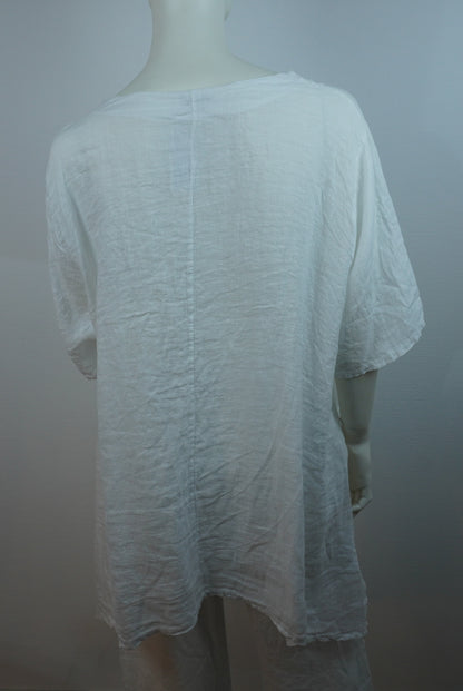 Leinen Tunika „Sabbia Italia“ - Weiß (One Size, 100% Leinen)