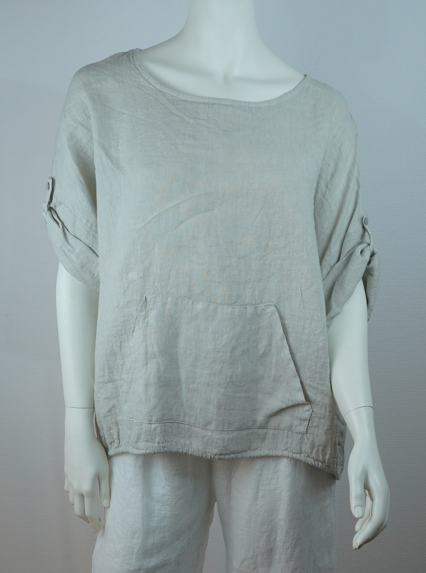 Leinen-Oberteil Natur – Kurzarm, Locker Fallend, Sommerlook