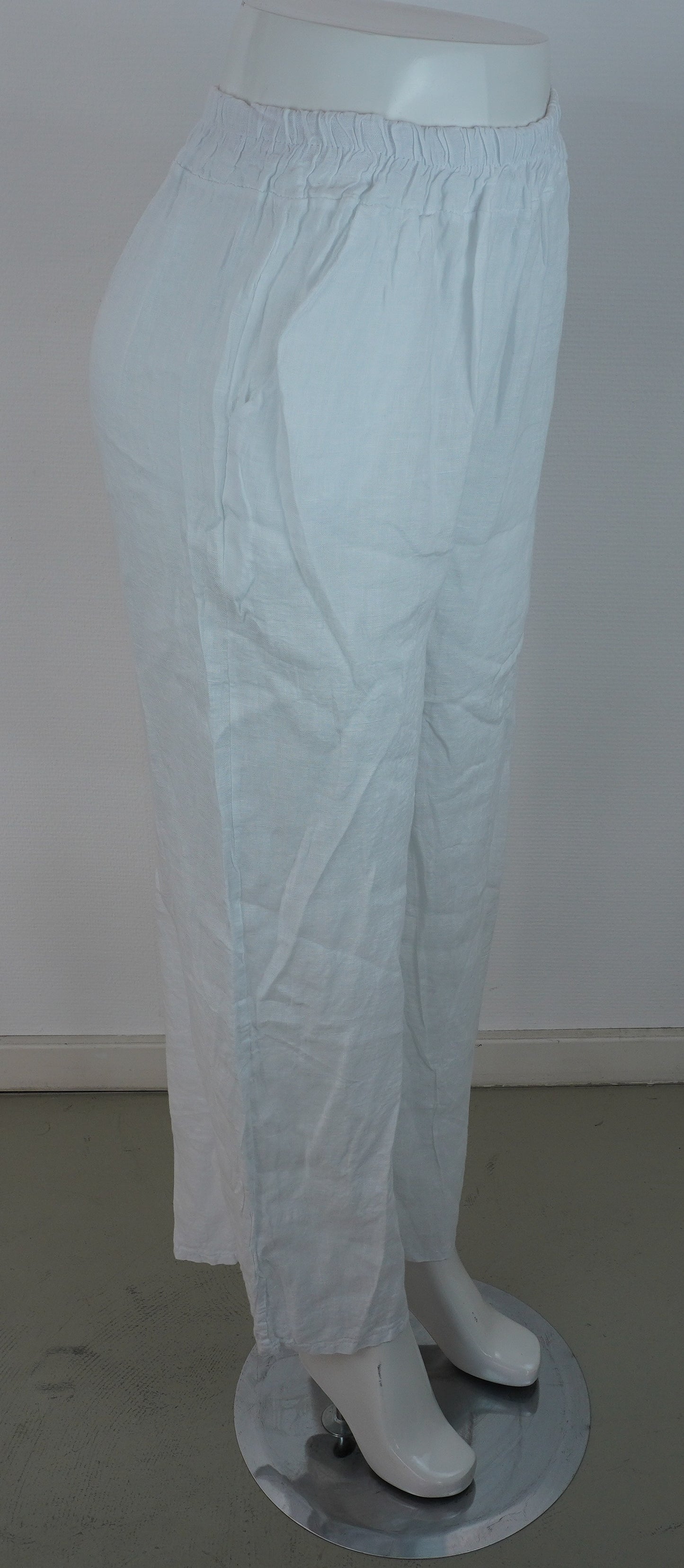 Leinenhose 100% Leinen – Weiß, elastischer Bund, Sommerlook