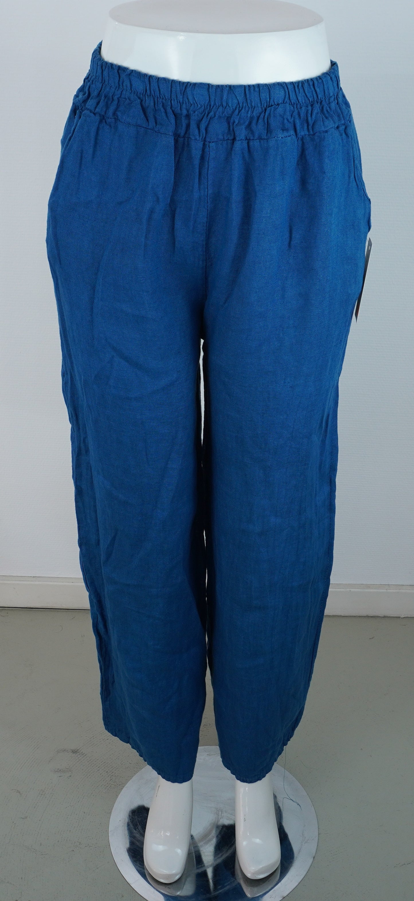 Leinenhose 100% Leinen – Petrolblau, elastischer Bund, Sommerlook