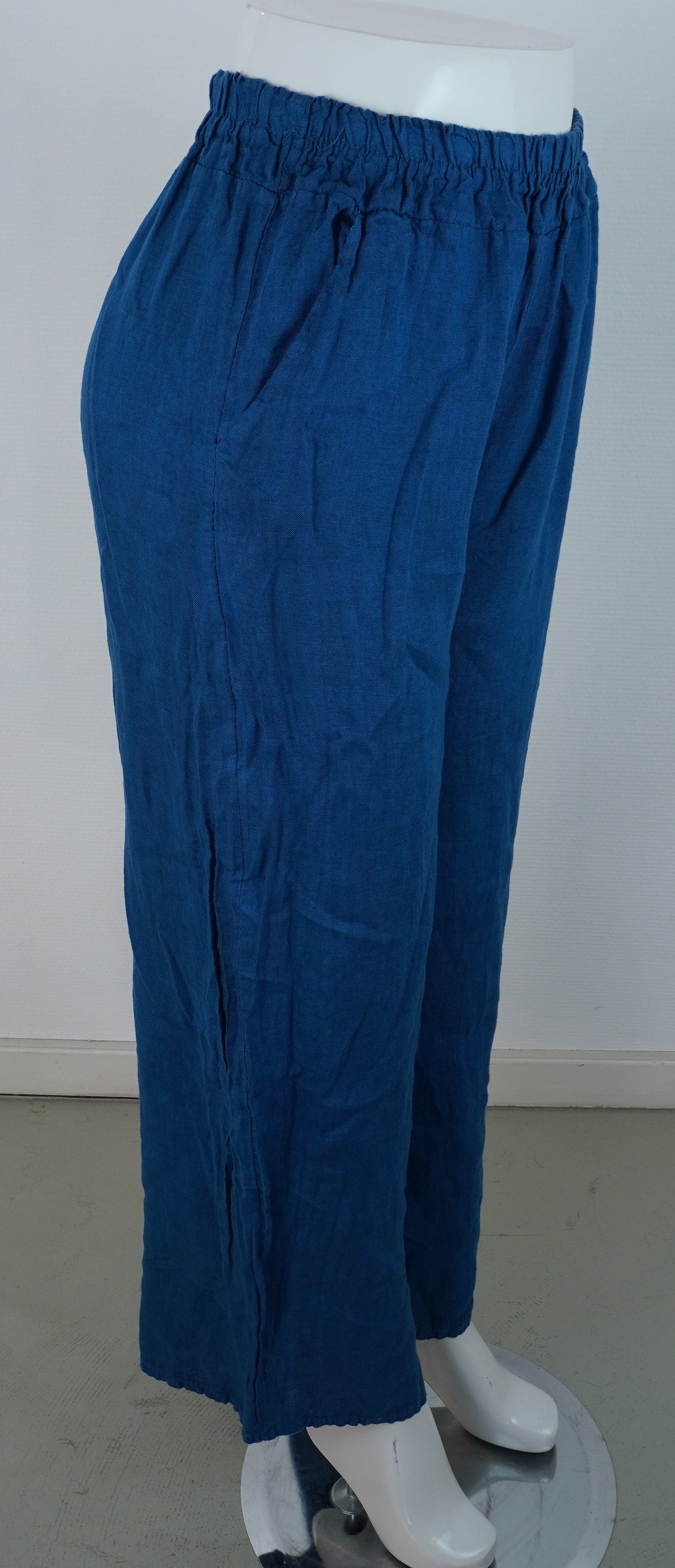 Leinenhose 100% Leinen – Petrolblau, elastischer Bund, Sommerlook