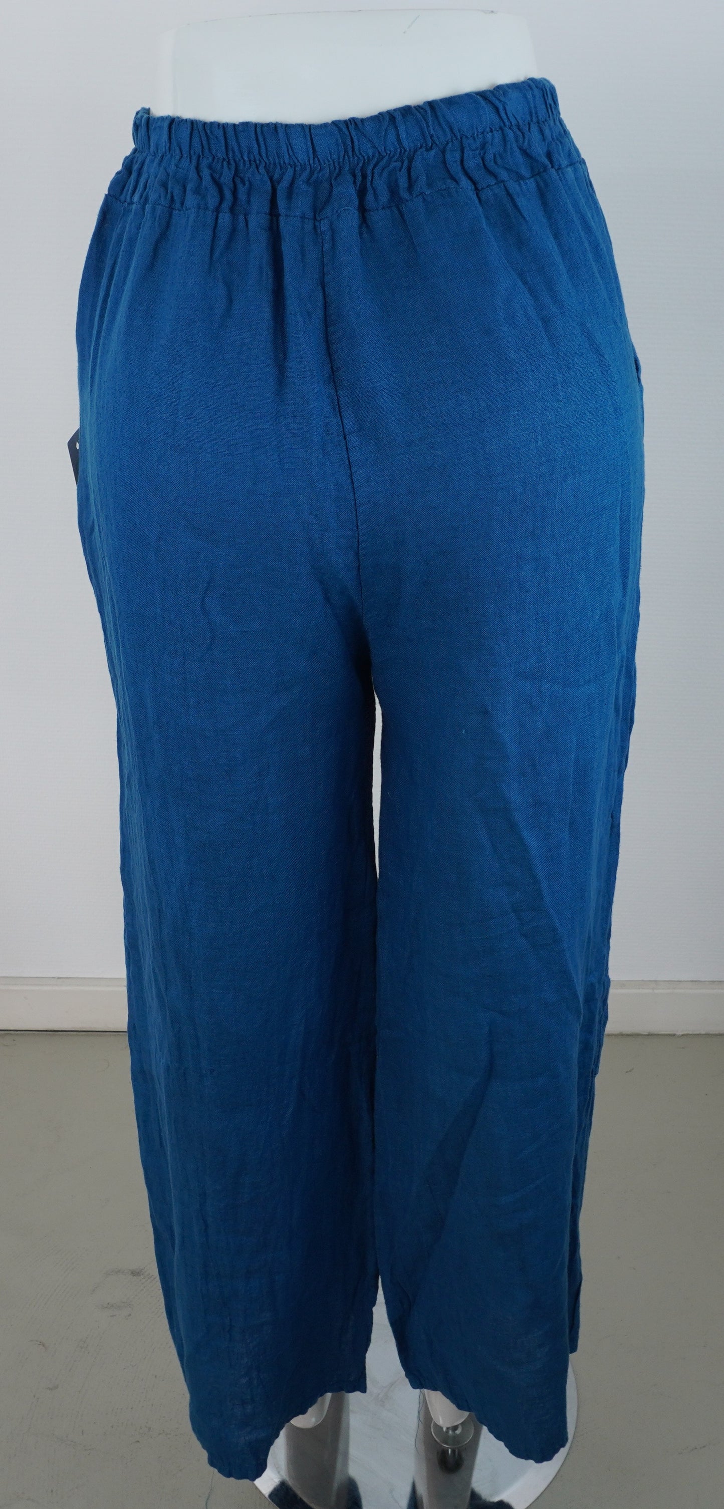 Leinenhose 100% Leinen – Petrolblau, elastischer Bund, Sommerlook