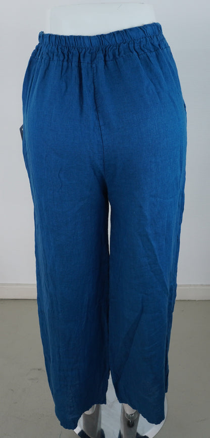 Leinenhose 100% Leinen – Petrolblau, elastischer Bund, Sommerlook