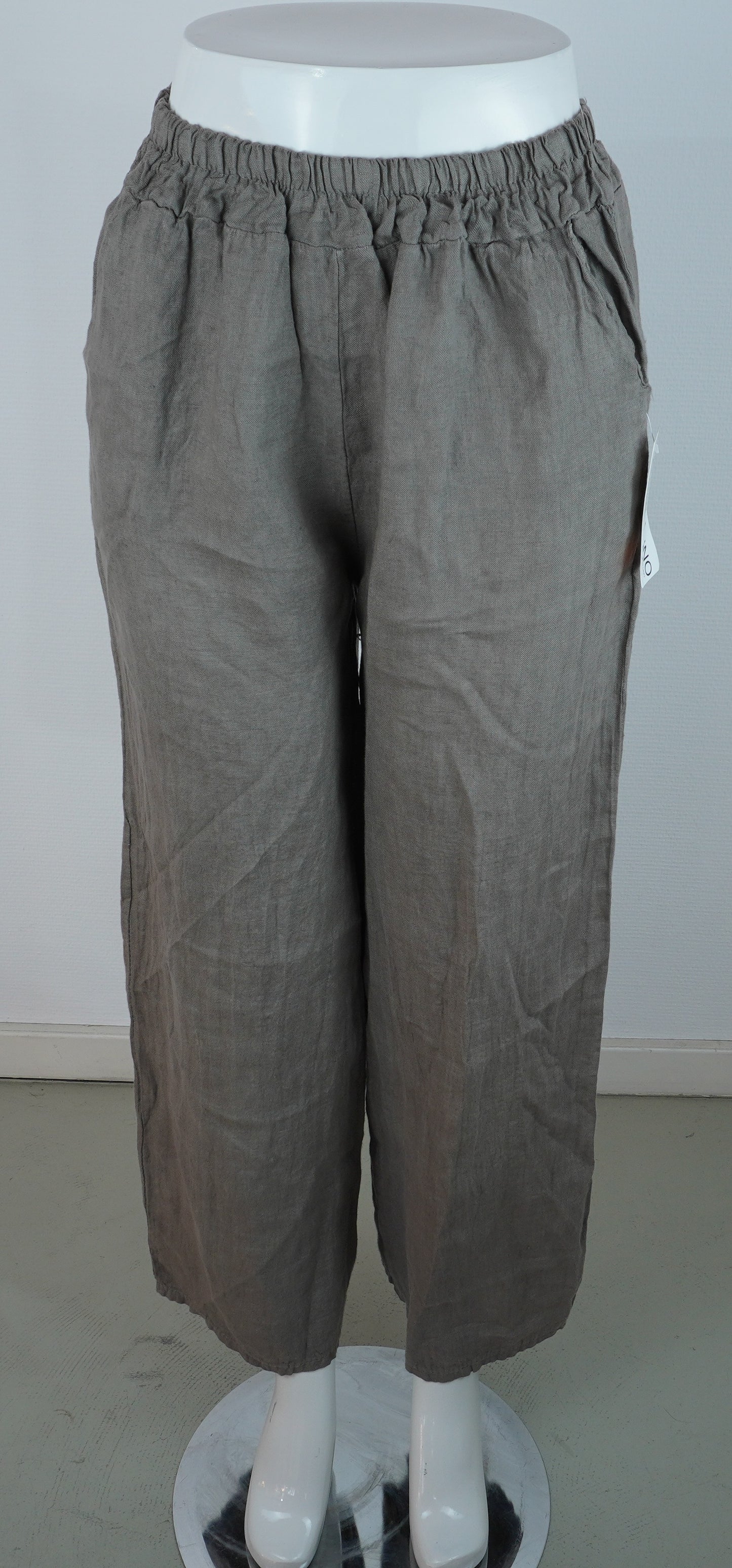 Leinenhose 100% Leinen – Taupe, elastischer Bund, Sommerlook
