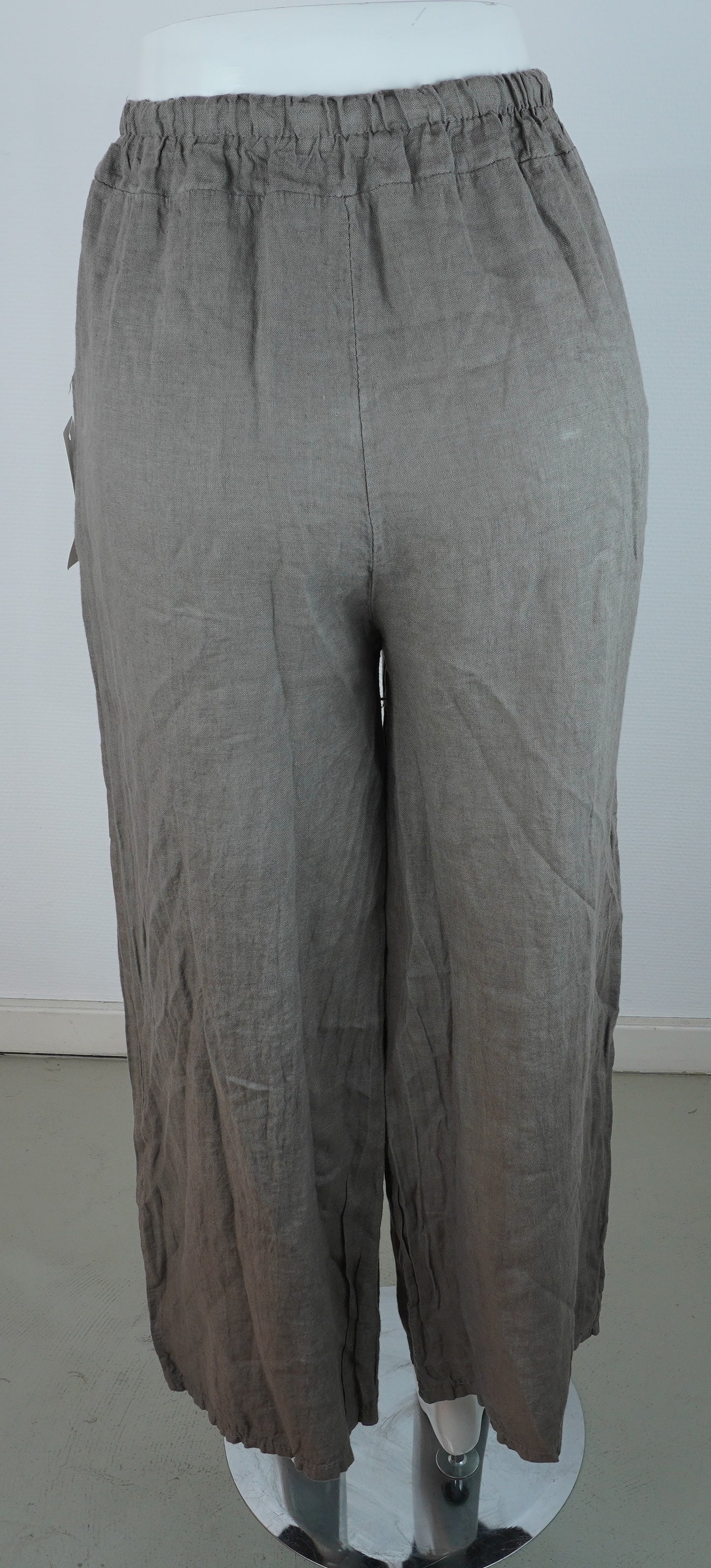 Leinenhose 100% Leinen – Taupe, elastischer Bund, Sommerlook