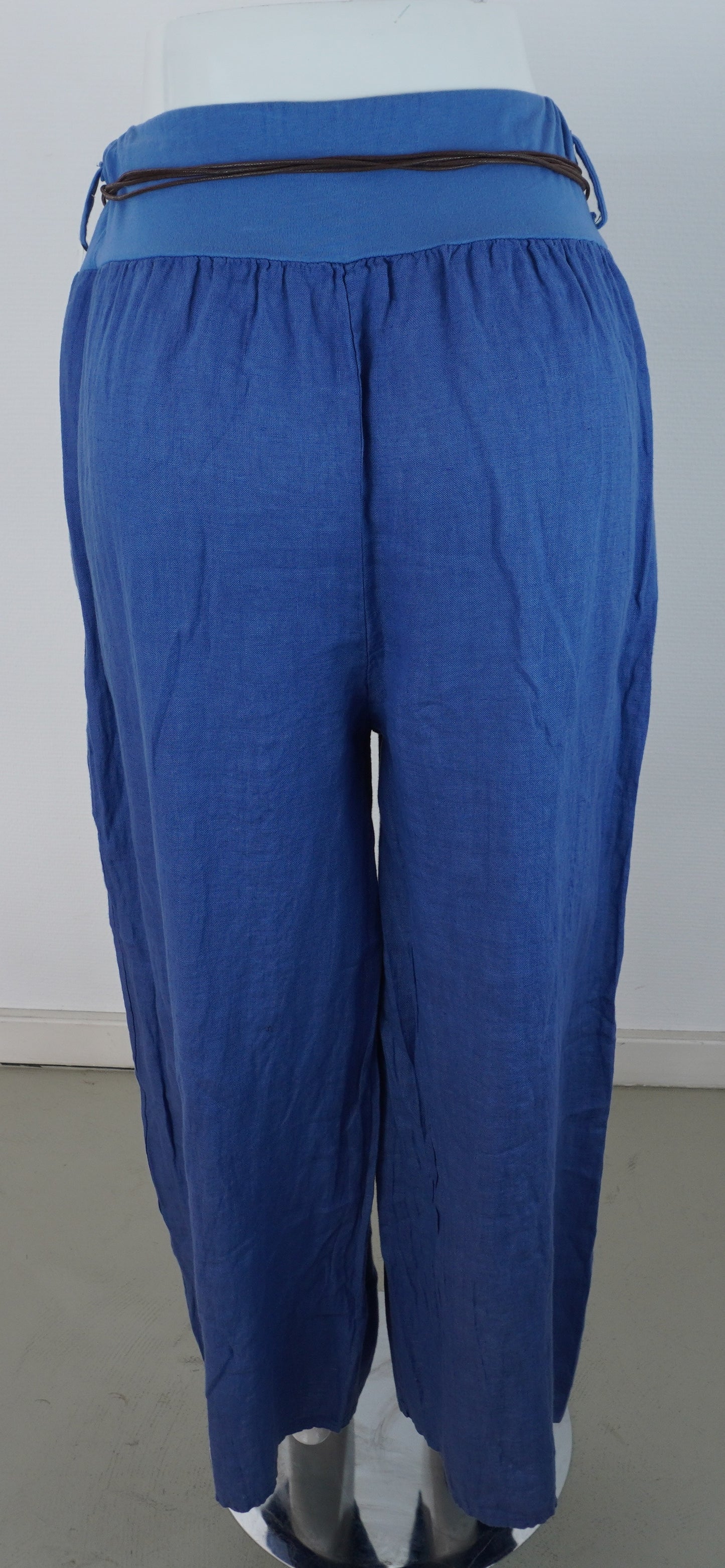 Leinenhose 100% Leinen – Royalblau, elastischer Bund, Sommerlook