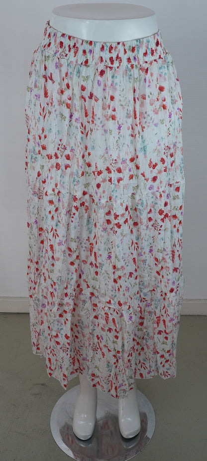 Sommerrock 100% Viskose – Blumenprint, Stufenrock mit Gummibund