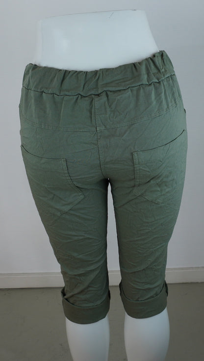 Leichte Sommer-Shorts – Khaki/Olive mit Print