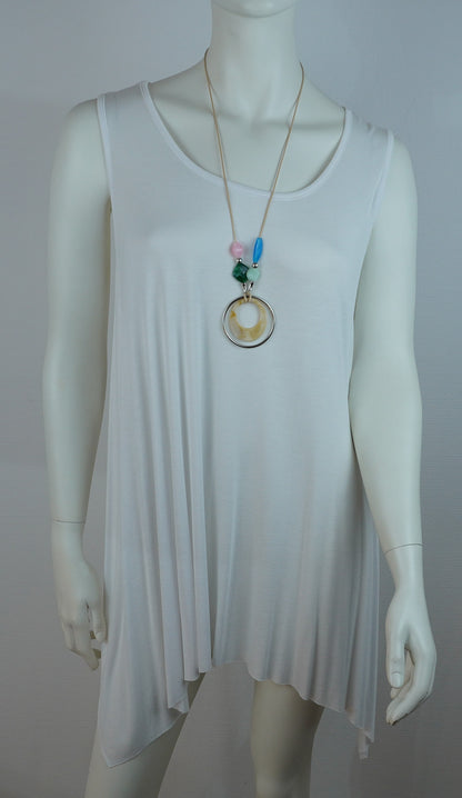 Asymmetrische Tunika / 95% Viskose 5% Elastan – Weiß