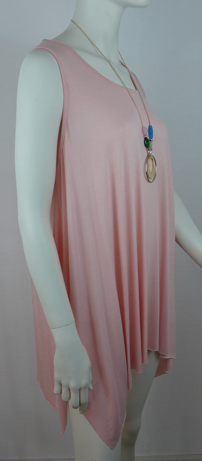 Asymmetrische Tunika / 95% Viskose 5% Elastan – Rosa