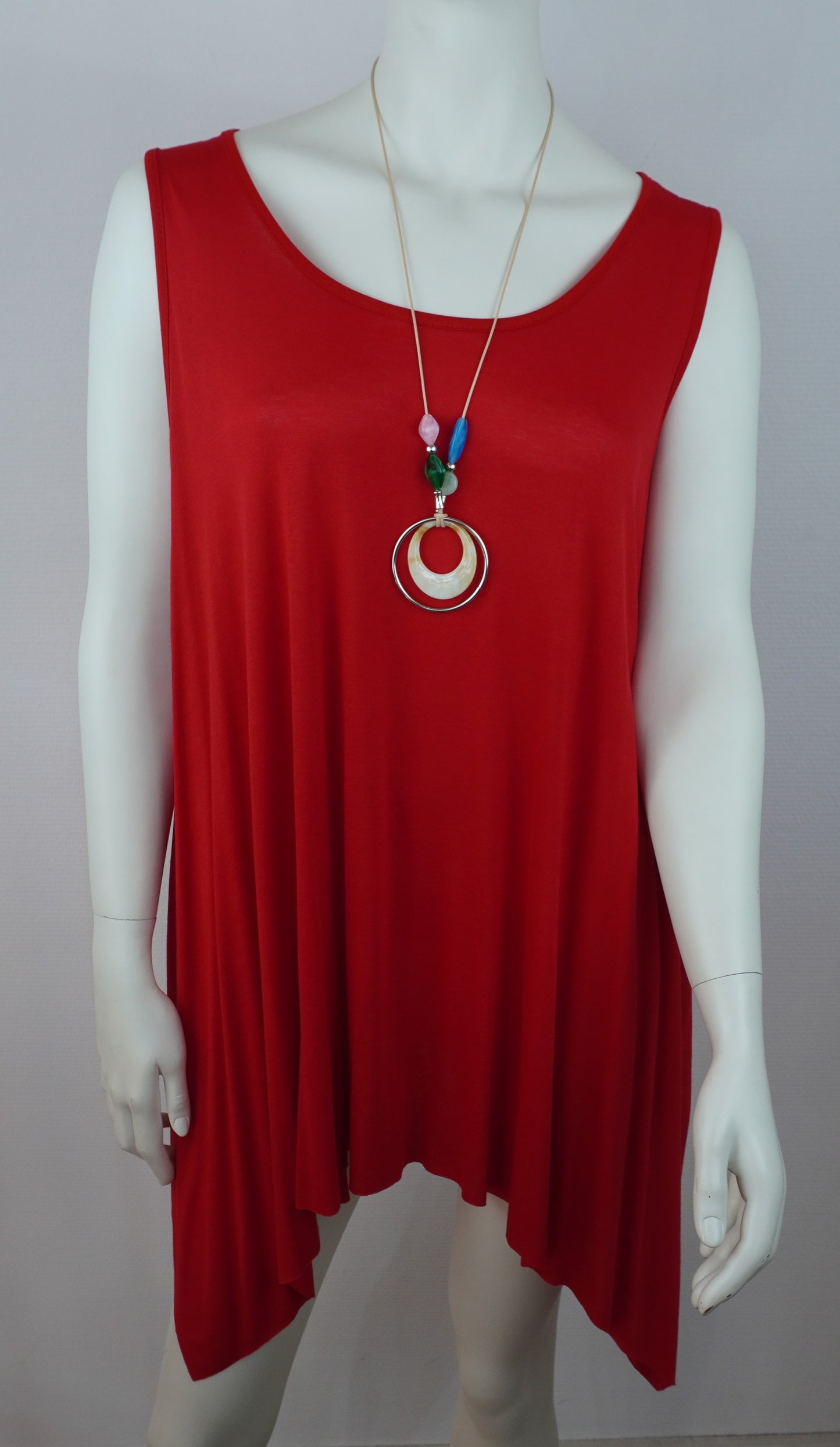 Asymmetrische Tunika / 95% Viskose 5% Elastan – Rot