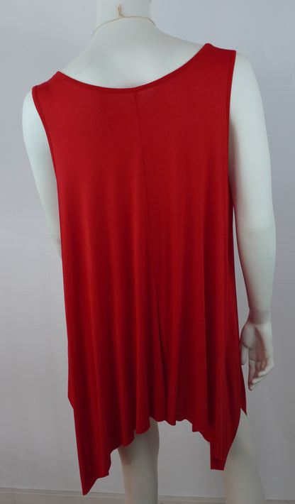 Asymmetrische Tunika / 95% Viskose 5% Elastan – Rot