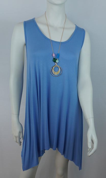 Asymmetrische Tunika / 95% Viskose 5% Elastan – Hellblau