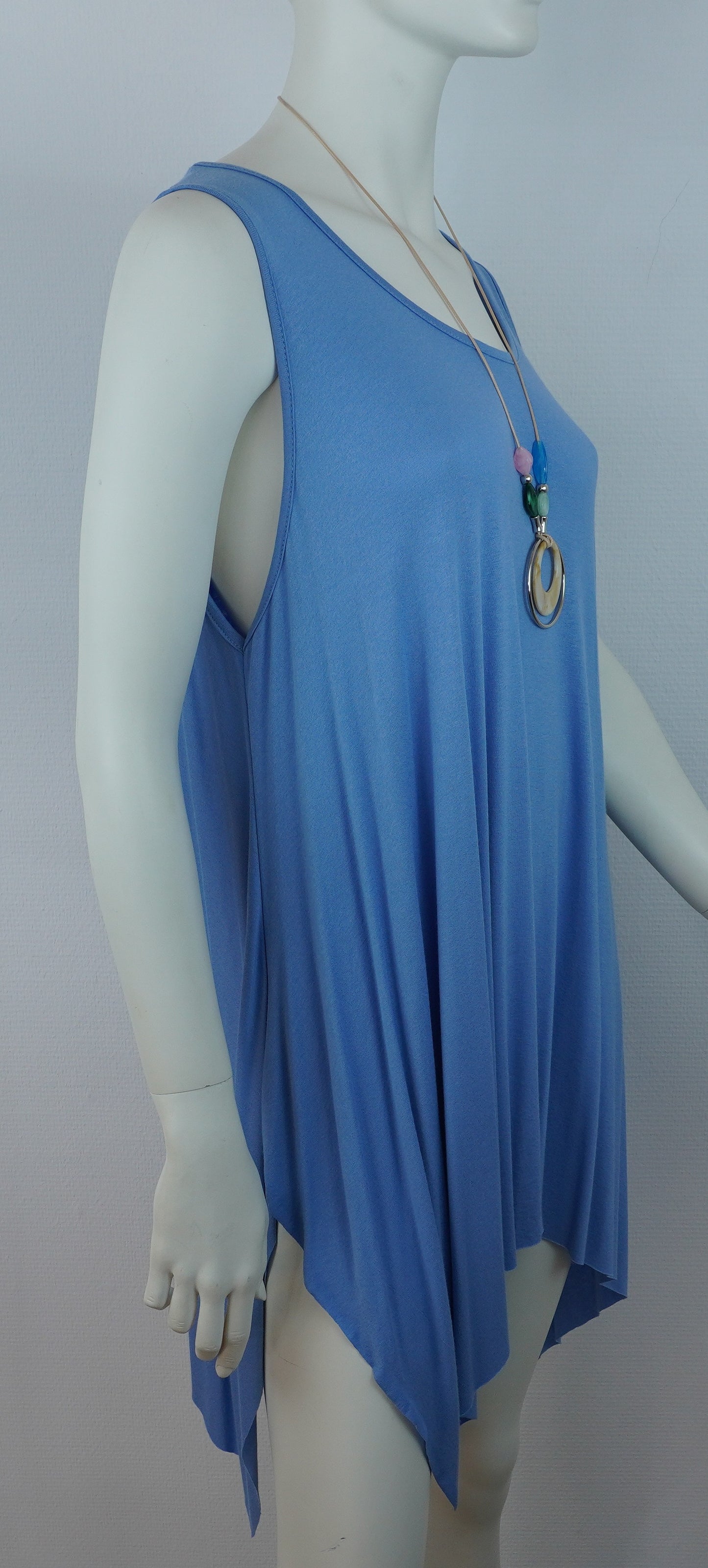 Asymmetrische Tunika / 95% Viskose 5% Elastan – Hellblau