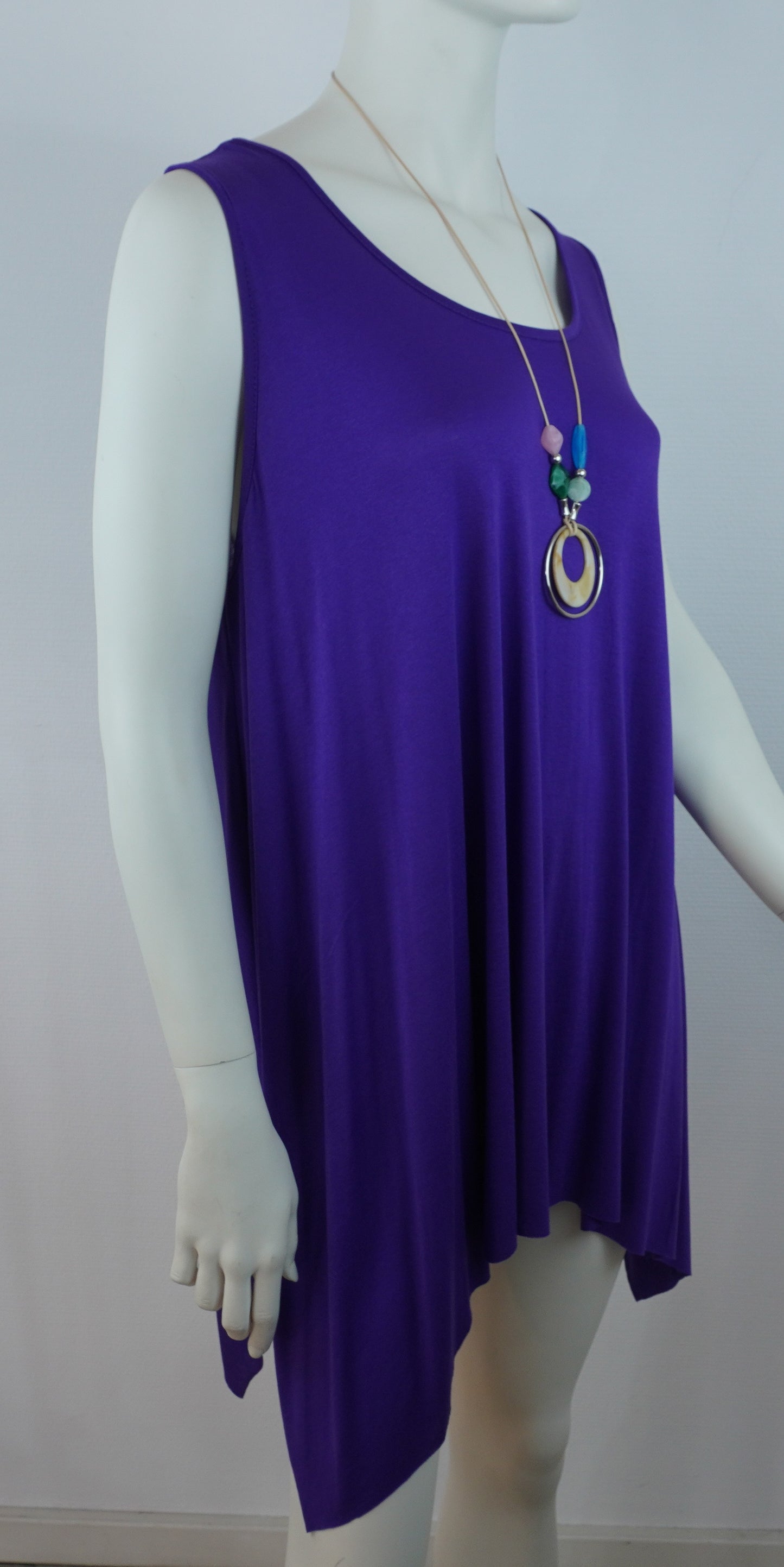 Asymmetrische Tunika / 95% Viskose 5% Elastan – Lila