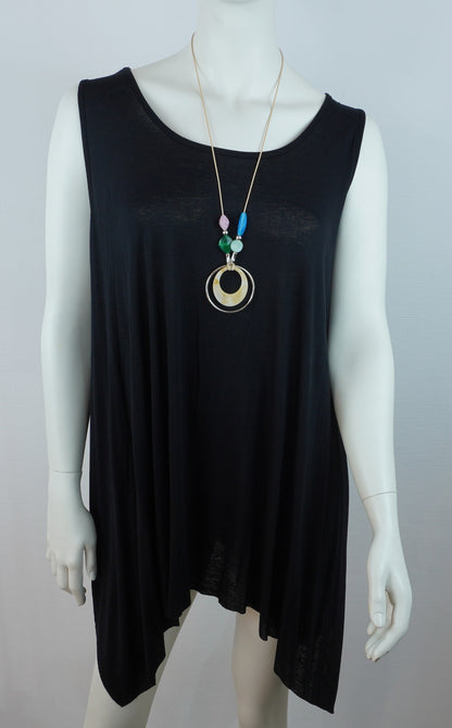 Asymmetrische Tunika / 95% Viskose 5% Elastan – Schwarz
