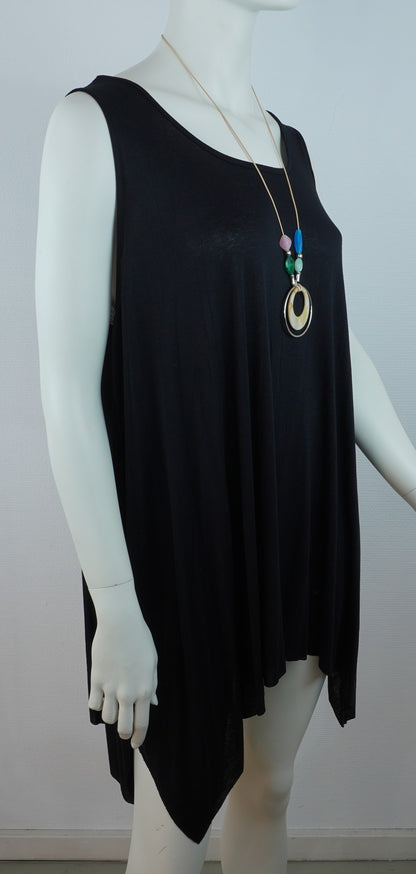 Asymmetrische Tunika / 95% Viskose 5% Elastan – Schwarz