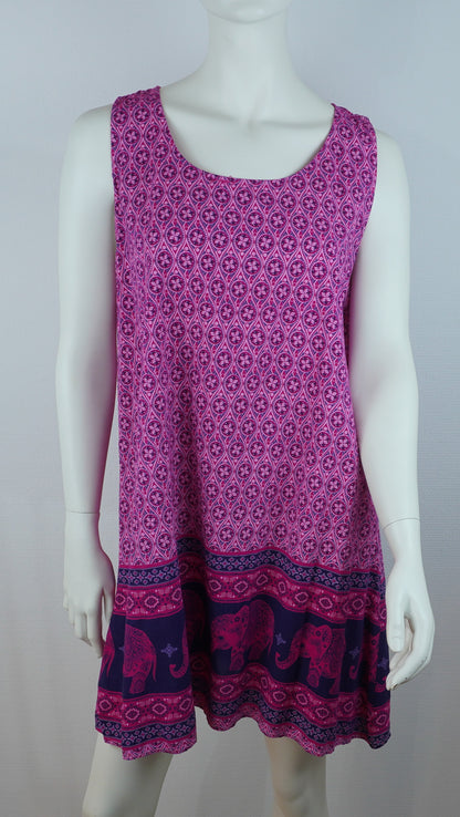 Kleid mit Elefanten-Muster / 100% Viskose – Pink/Magenta