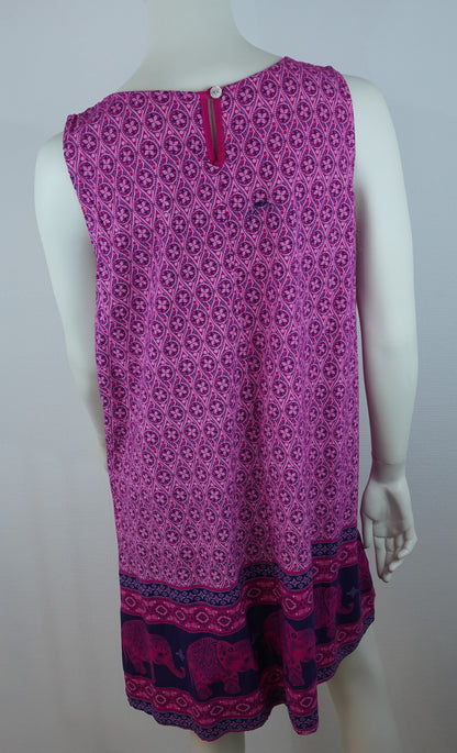Kleid mit Elefanten-Muster / 100% Viskose – Pink/Magenta