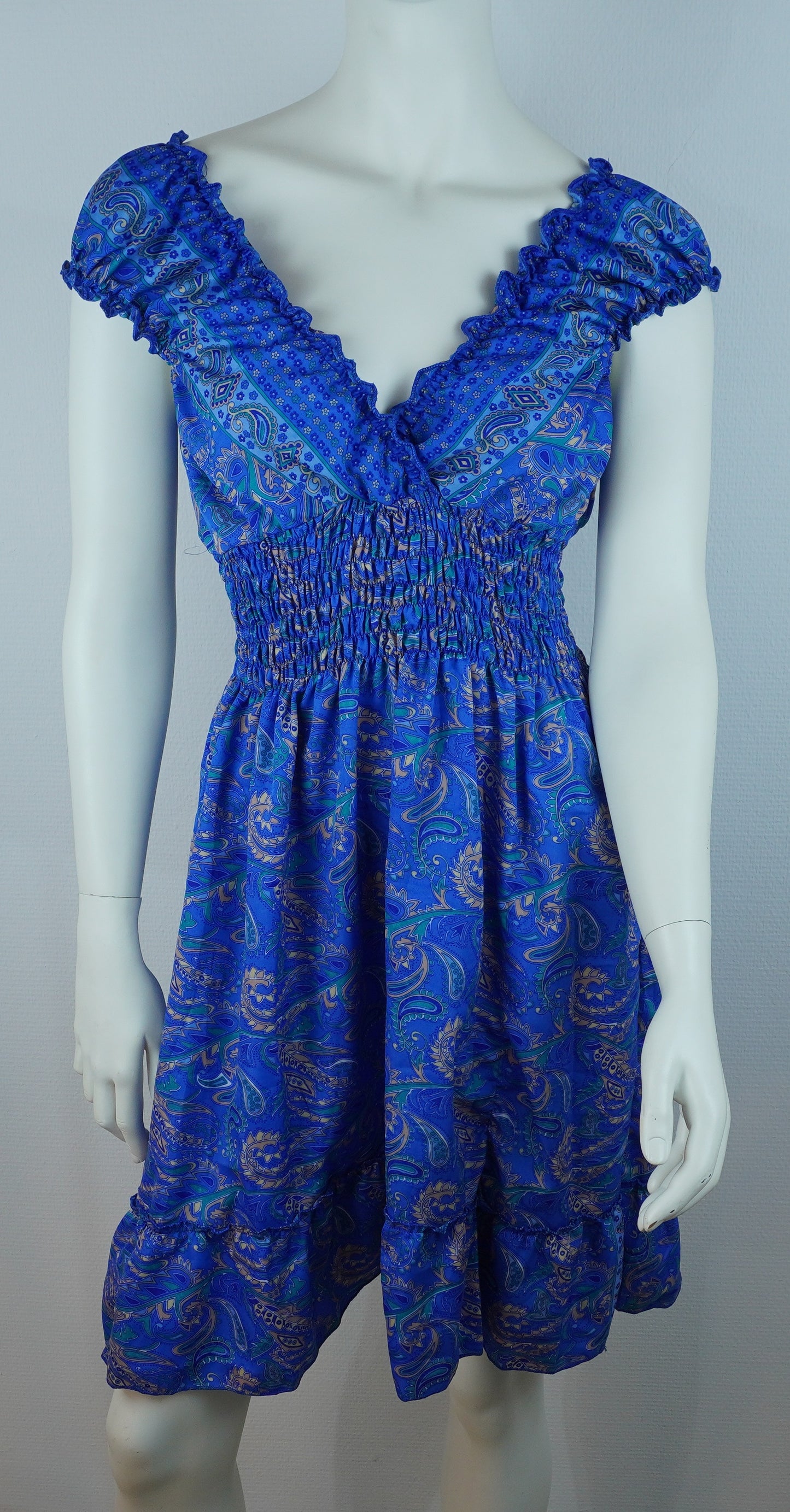 Boho Sommerkleid Paisley Königsblau – Made in India