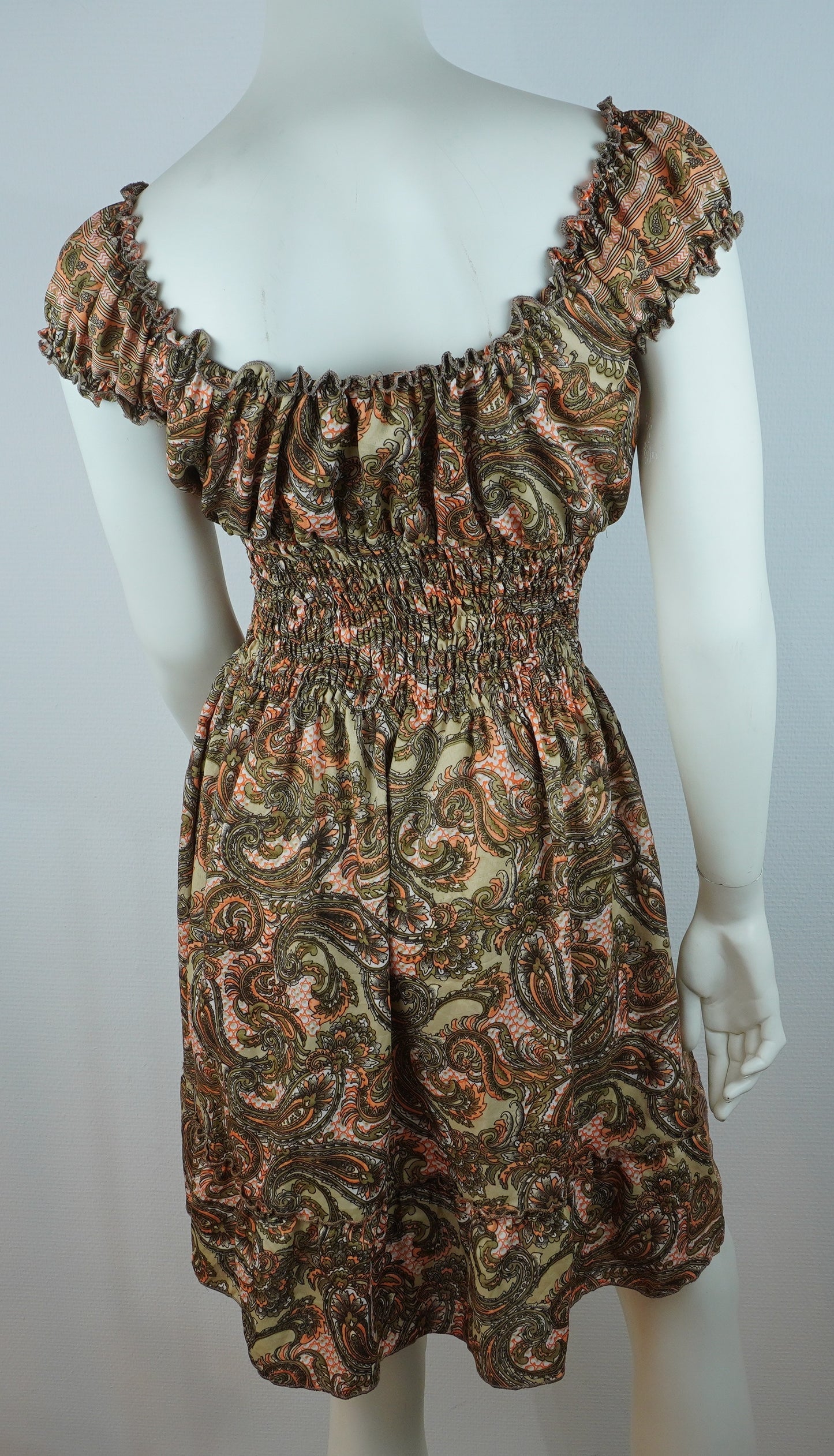 Boho Sommerkleid Paisley Braun/Olive/Rosa – Made in India