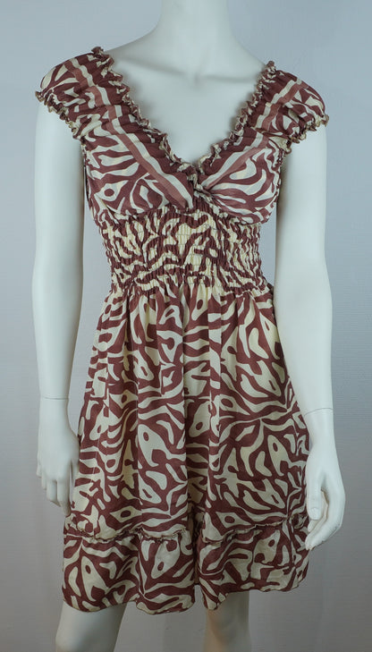 Boho Sommerkleid Zebra-Print Bordeaux/Creme – Made in India