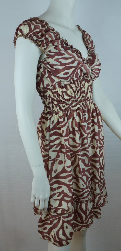 Boho Sommerkleid Zebra-Print Bordeaux/Creme – Made in India