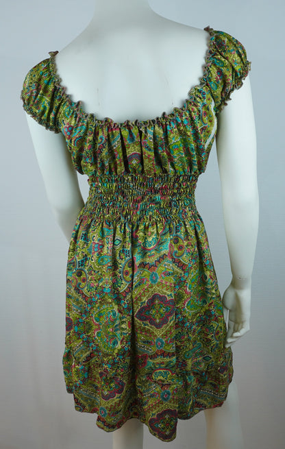 Boho Sommerkleid Paisley Olivgrün Bunt – Made in India