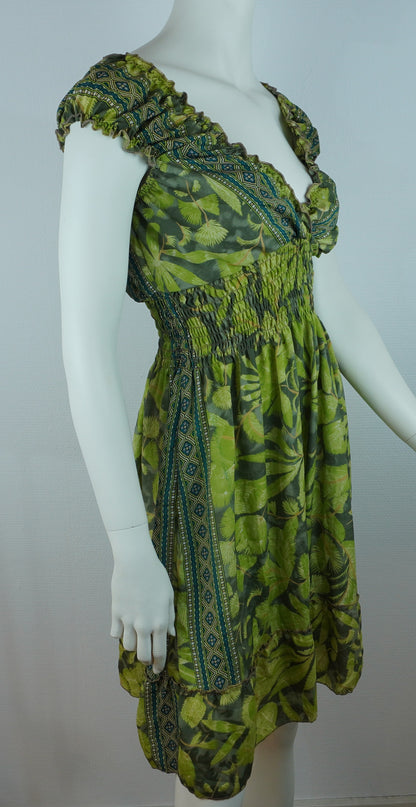 Boho Sommerkleid Tropical Jungle Olivgrün – Made in India