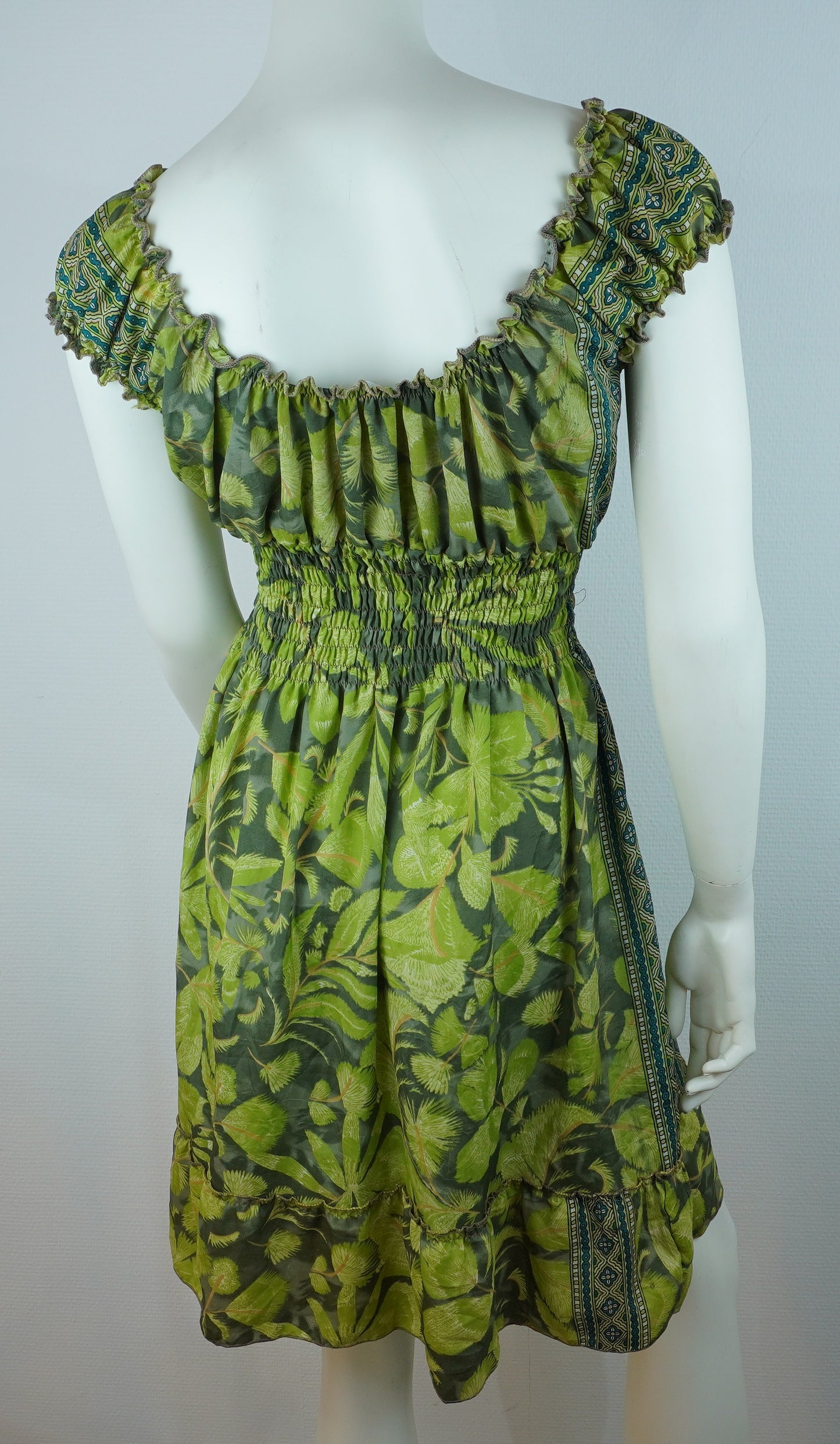 Boho Sommerkleid Tropical Jungle Olivgrün – Made in India