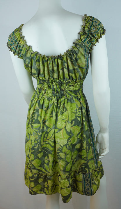 Boho Sommerkleid Tropical Jungle Olivgrün – Made in India