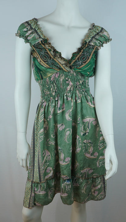 Boho Sommerkleid Paisley Mintgrün/Rosa – Made in India