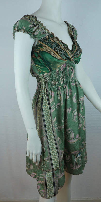 Boho Sommerkleid Paisley Mintgrün/Rosa – Made in India