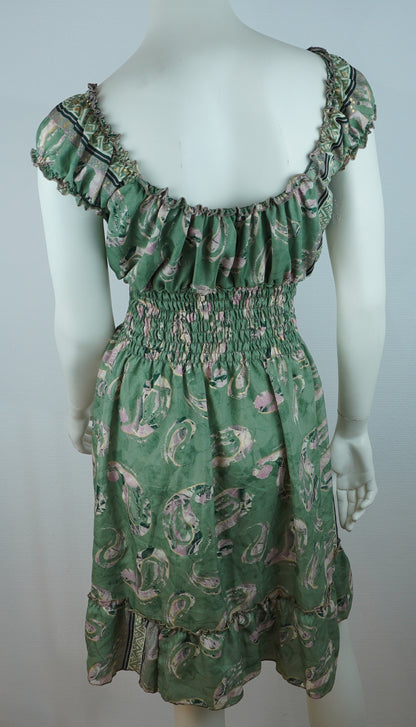 Boho Sommerkleid Paisley Mintgrün/Rosa – Made in India