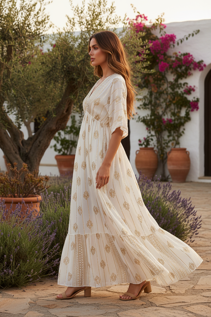 Creme/Gold Ethno Maxi – Seitenansicht