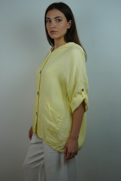Gelbe Leinenjacke – Seite