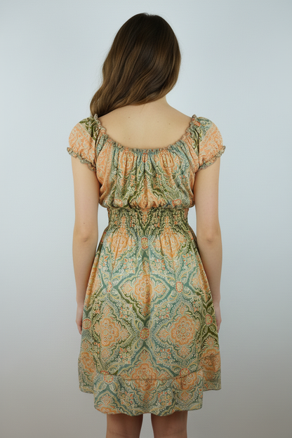 Boho Sommerkleid Damask Apricot – Model Rücken
