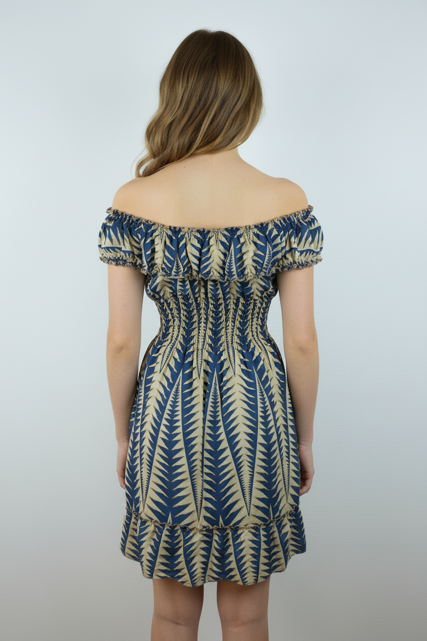 Boho Sommerkleid Farn Navy – Model Rücken