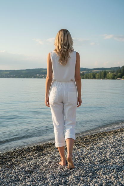 Caprihose Weiß Rückansicht