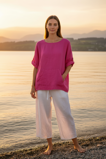 Leinen-Oberteil Pink – Vorderansicht Bodensee