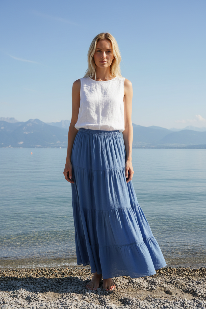 Sommerrock Jeansblau Vorderansicht