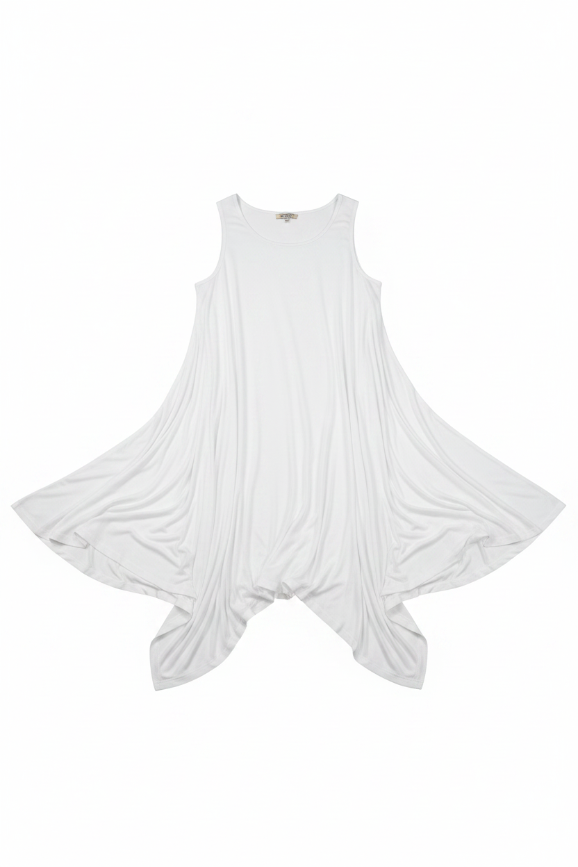 Asymmetrische Tunika Weiß – Flat Lay