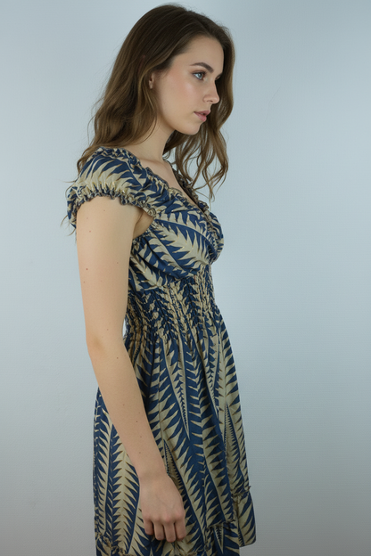 Boho Sommerkleid Farn Navy – Model Seite