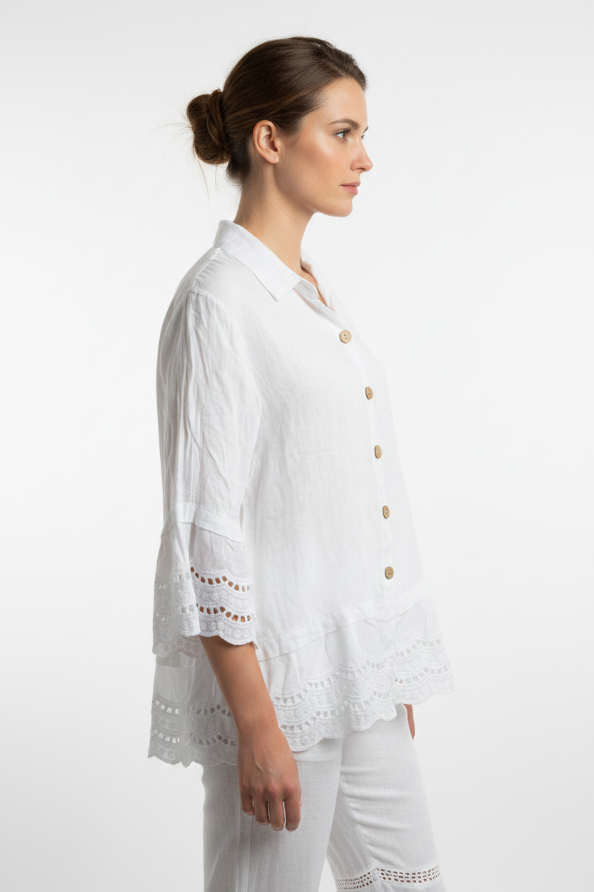 Leinen Bluse Bianca Italia – Seitenansicht