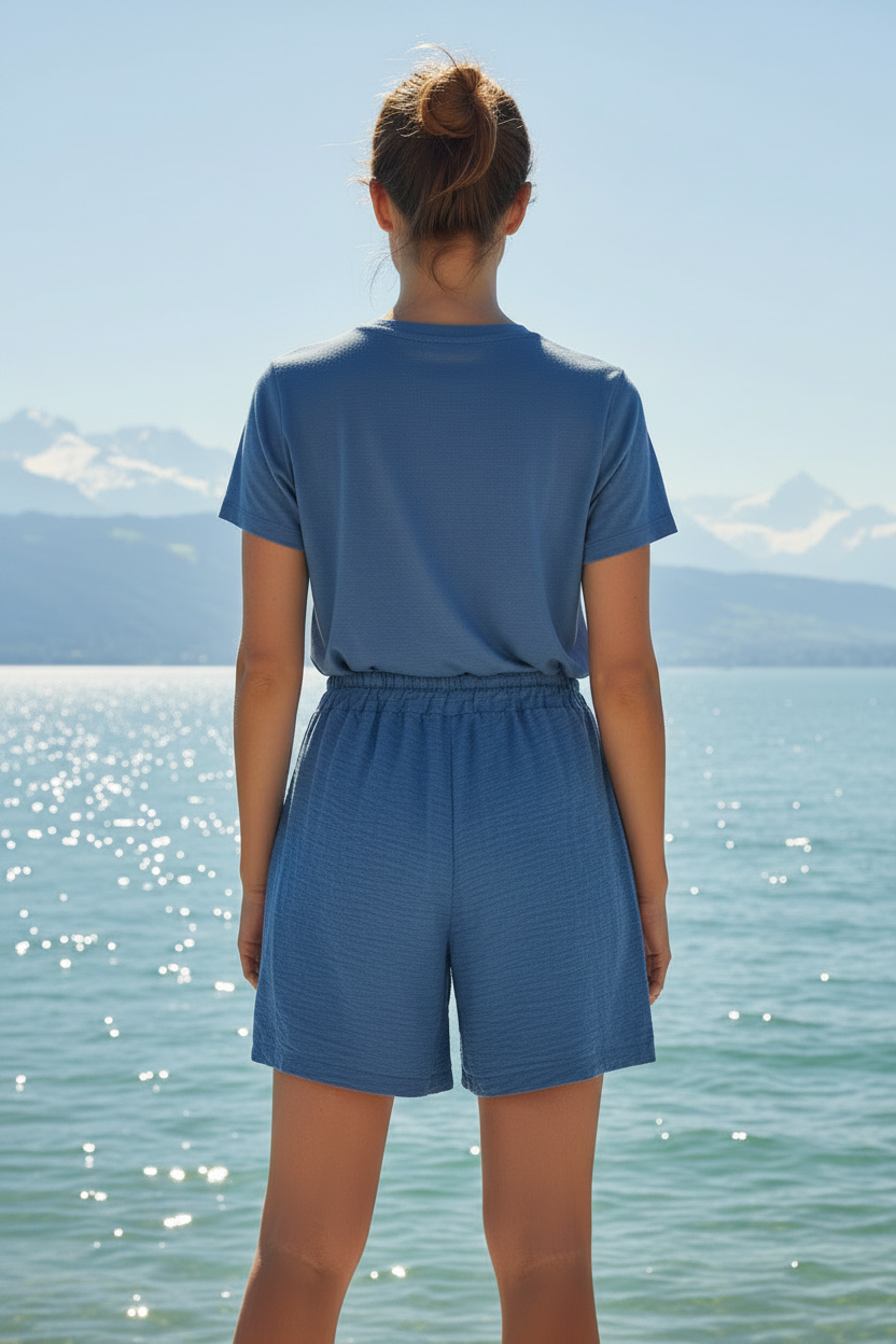 Sommer-Shorts Blau Hinten Bodensee