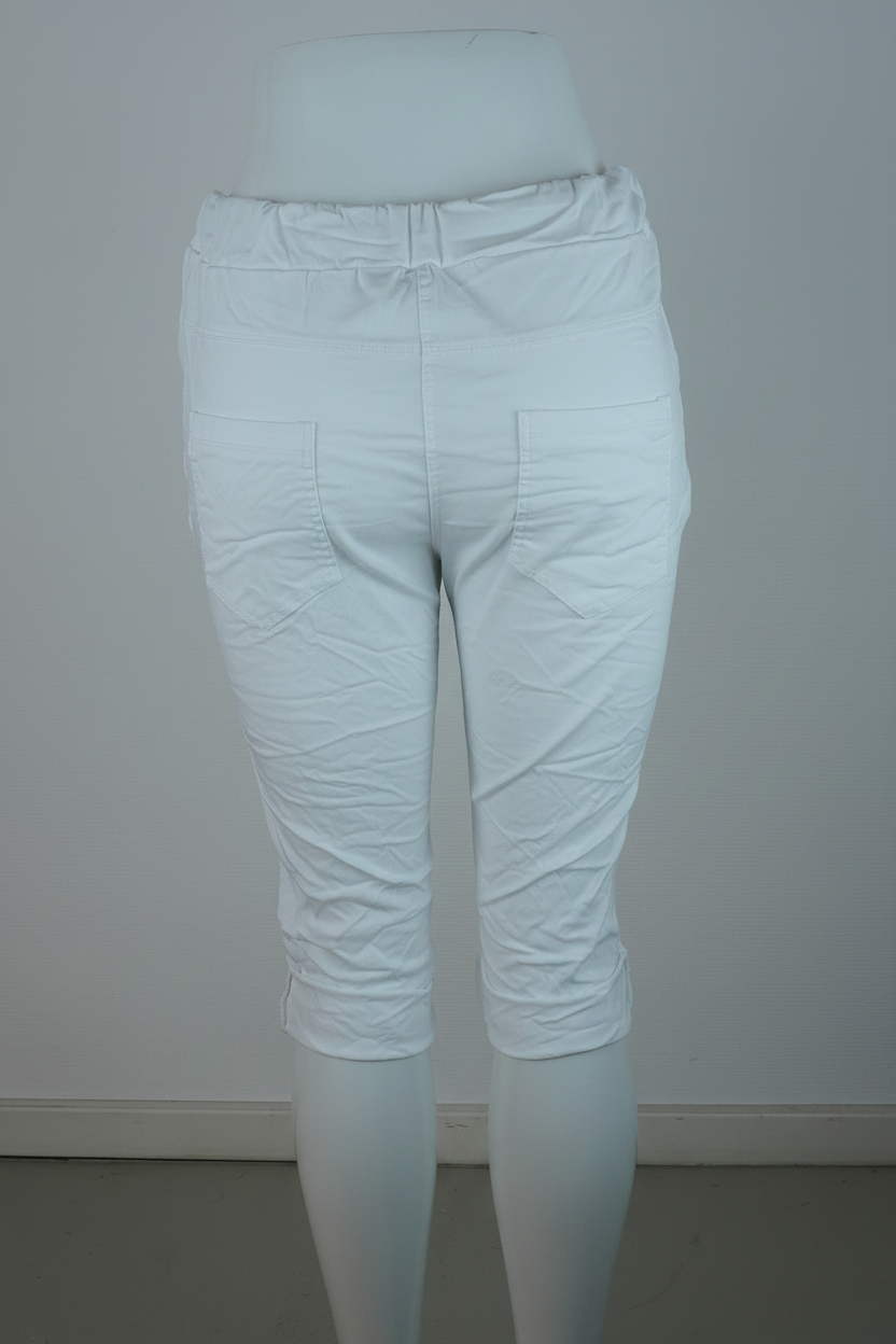 Leichte Sommer-Shorts Weiß mit Print – Hinten